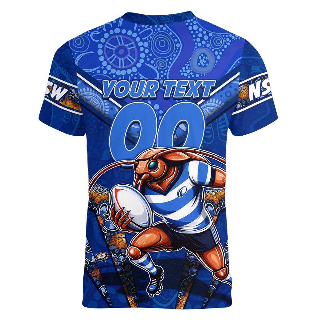 Personalised NSW Blues Women V-Neck T-Shirt Mascot Rugby League