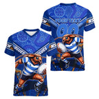 Personalised NSW Blues Women V-Neck T-Shirt Mascot Rugby League