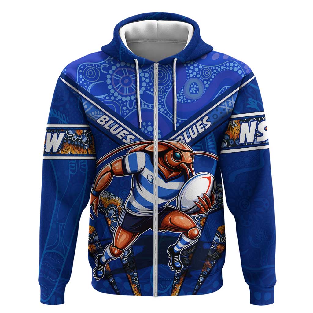 Personalised NSW Blues Zip Hoodie Mascot Rugby League
