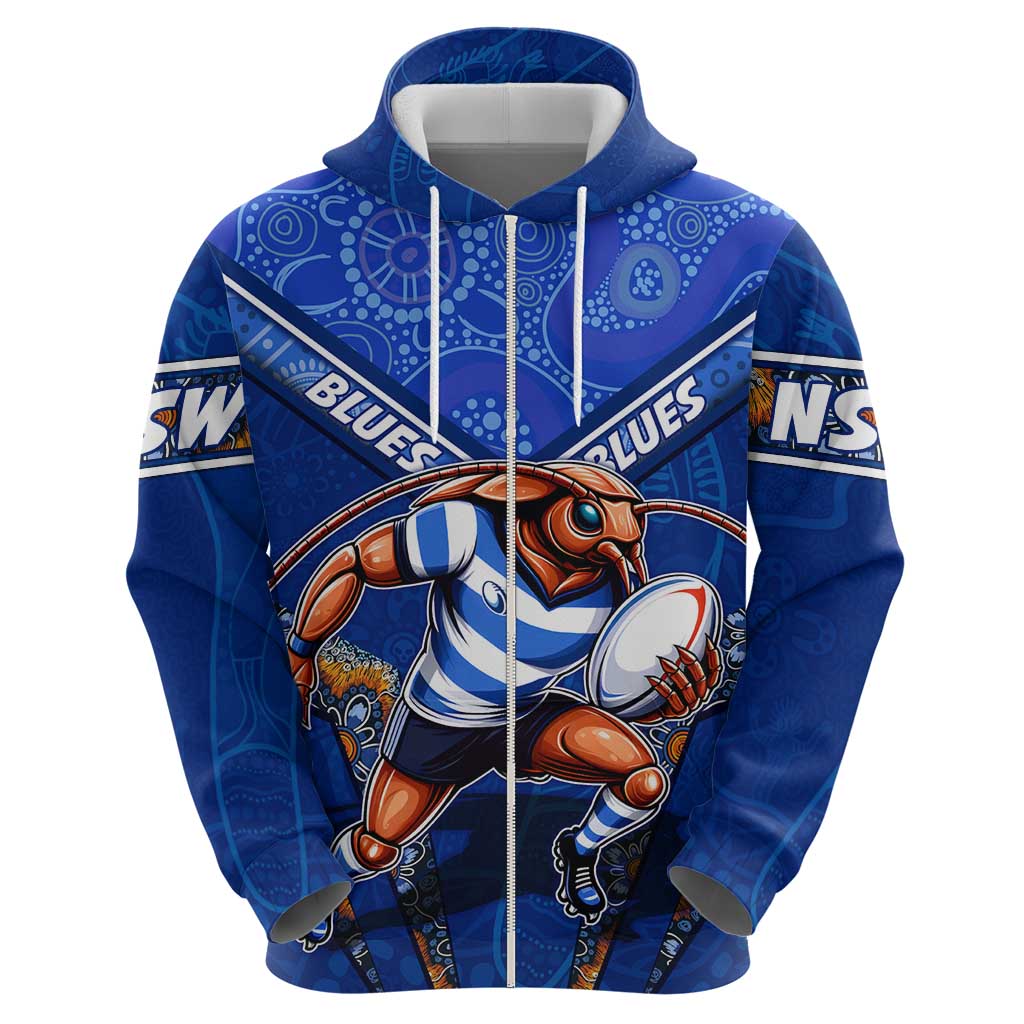 Personalised NSW Blues Zip Hoodie Mascot Rugby League