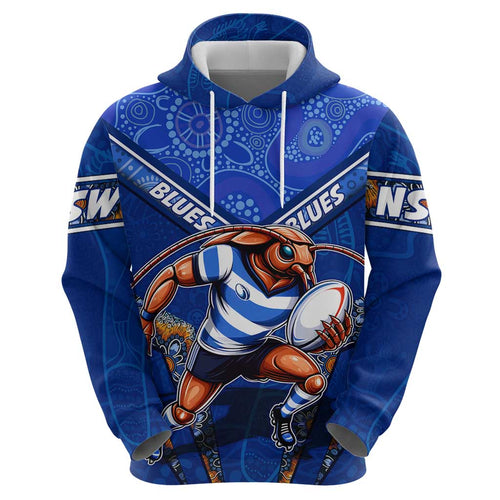 Personalised NSW Blues Zip Hoodie Mascot Rugby League