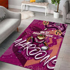 Personalized QLD Rugby League Area Rug Maroons Aboriginal Art