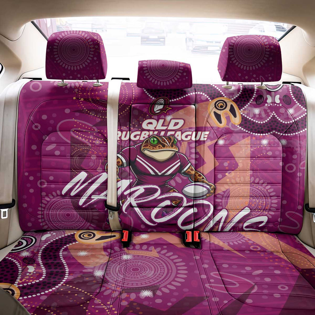 Personalized QLD Rugby League Back Car Seat Cover Maroons Aboriginal Art