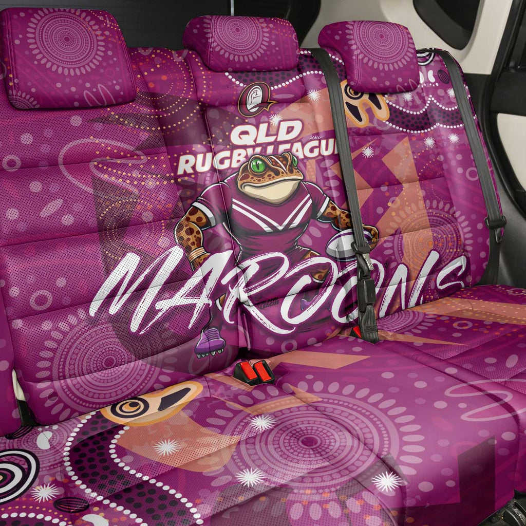 Personalized QLD Rugby League Back Car Seat Cover Maroons Aboriginal Art
