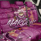 Personalized QLD Rugby League Back Car Seat Cover Maroons Aboriginal Art
