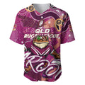 Personalized QLD Rugby League Baseball Jersey Maroons Aboriginal Art