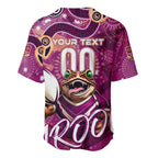 Personalized QLD Rugby League Baseball Jersey Maroons Aboriginal Art