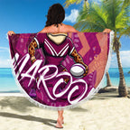 Personalized QLD Rugby League Beach Blanket Maroons Aboriginal Art