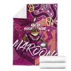 Personalized QLD Rugby League Blanket Maroons Aboriginal Art