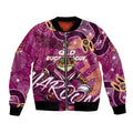 Personalized QLD Rugby League Bomber Jacket Maroons Aboriginal Art