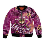 Personalized QLD Rugby League Bomber Jacket Maroons Aboriginal Art