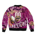 Personalized QLD Rugby League Bomber Jacket Maroons Aboriginal Art