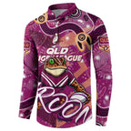 Personalized QLD Rugby League Button Sweatshirt Maroons Aboriginal Art