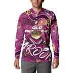 Personalized QLD Rugby League Button Sweatshirt Maroons Aboriginal Art