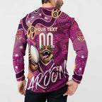 Personalized QLD Rugby League Button Sweatshirt Maroons Aboriginal Art
