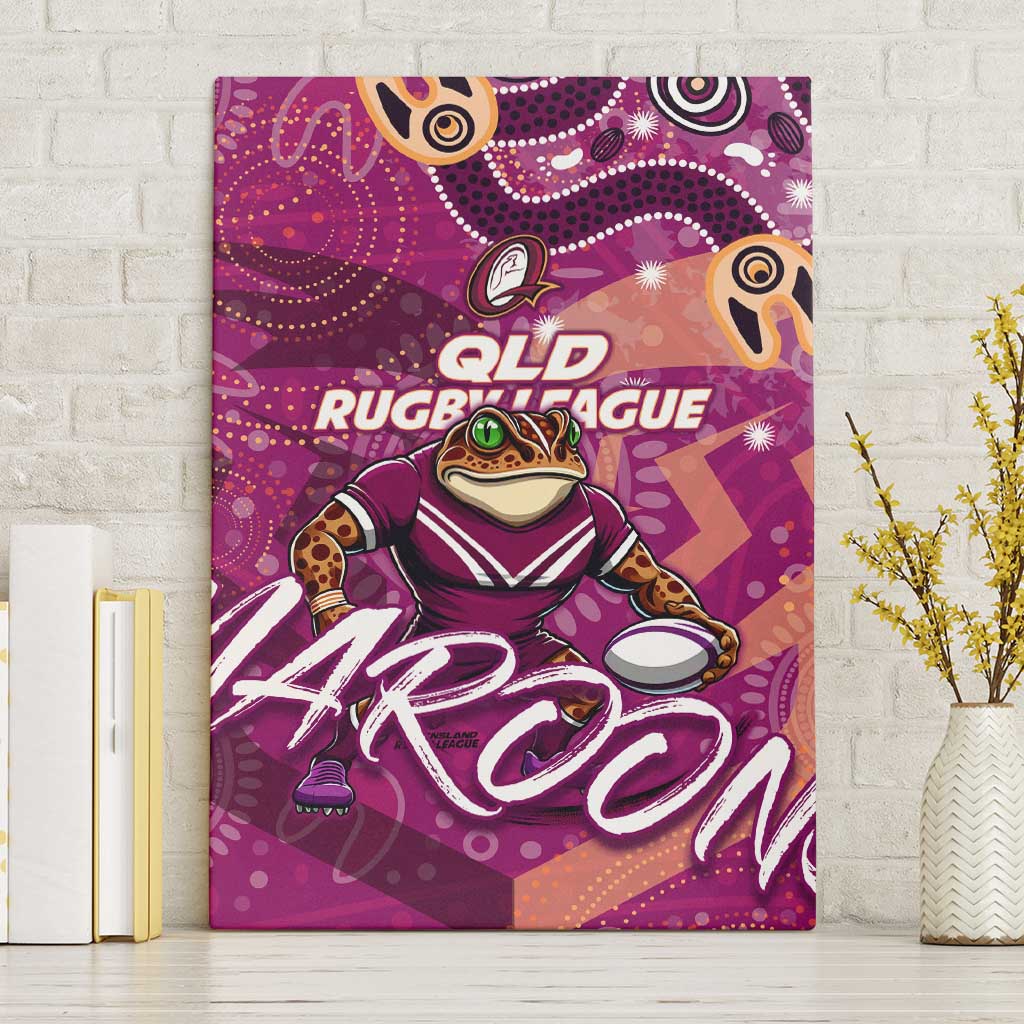 Personalized QLD Rugby League Canvas Wall Art Maroons Aboriginal Art
