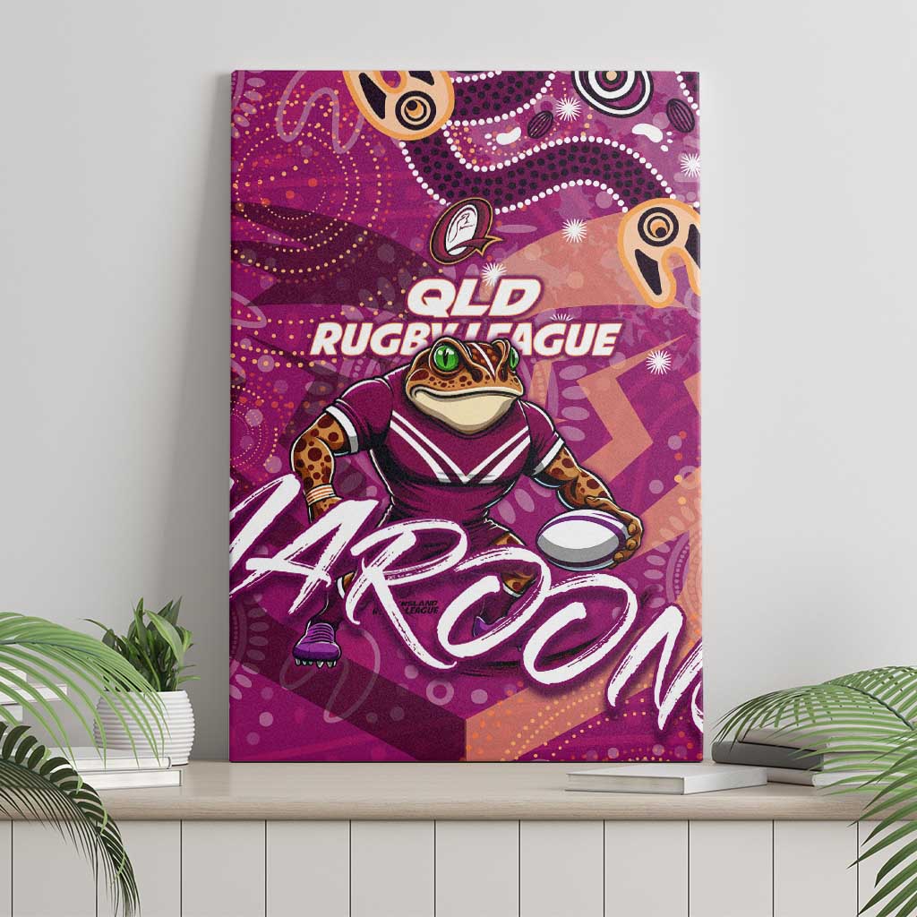 Personalized QLD Rugby League Canvas Wall Art Maroons Aboriginal Art