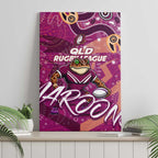 Personalized QLD Rugby League Canvas Wall Art Maroons Aboriginal Art