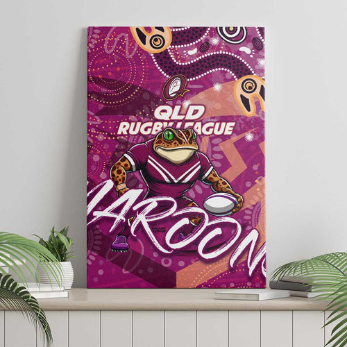 Personalized QLD Rugby League Canvas Wall Art Maroons Aboriginal Art