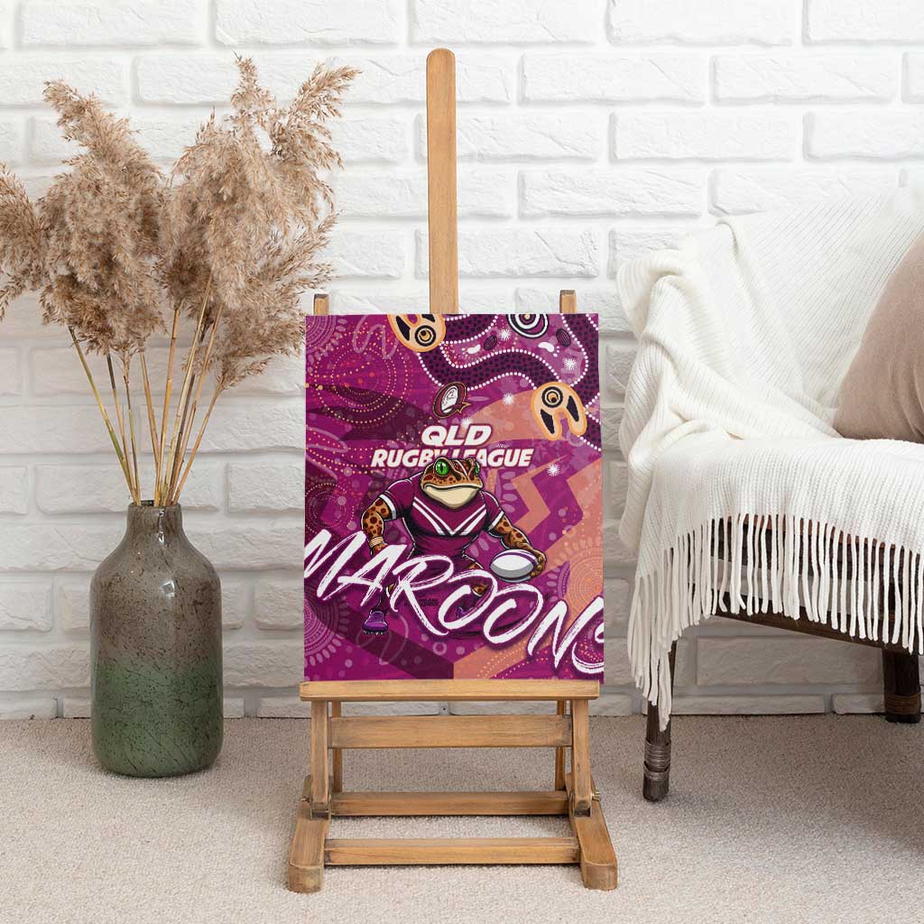 Personalized QLD Rugby League Canvas Wall Art Maroons Aboriginal Art