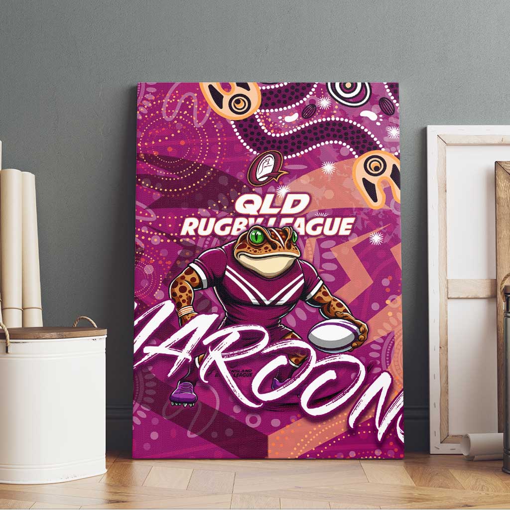 Personalized QLD Rugby League Canvas Wall Art Maroons Aboriginal Art