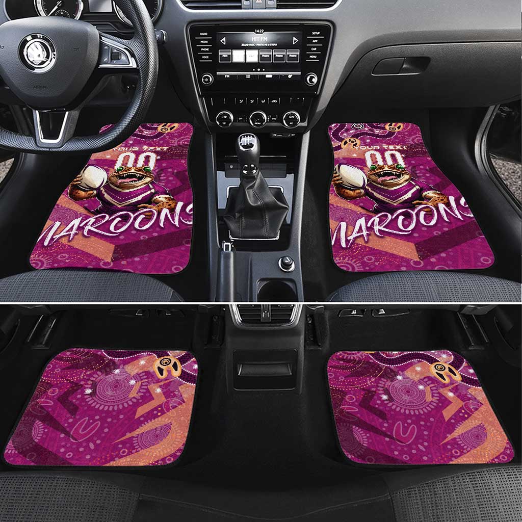 Personalized QLD Rugby League Car Mats Maroons Aboriginal Art