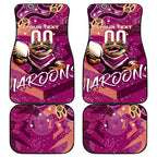 Personalized QLD Rugby League Car Mats Maroons Aboriginal Art