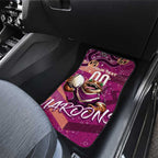 Personalized QLD Rugby League Car Mats Maroons Aboriginal Art