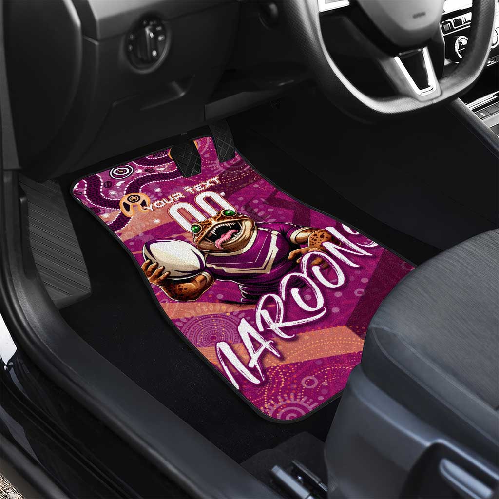 Personalized QLD Rugby League Car Mats Maroons Aboriginal Art