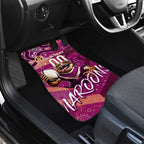 Personalized QLD Rugby League Car Mats Maroons Aboriginal Art