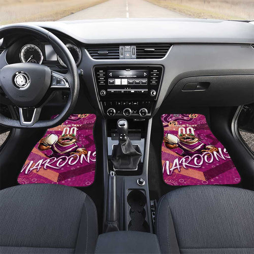 Personalized QLD Rugby League Car Mats Maroons Aboriginal Art