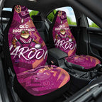 Personalized QLD Rugby League Car Seat Cover Maroons Aboriginal Art