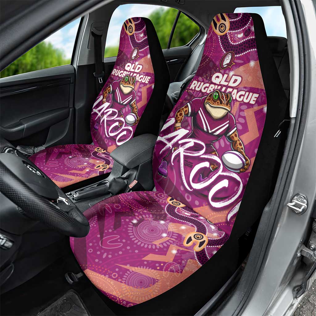 Personalized QLD Rugby League Car Seat Cover Maroons Aboriginal Art