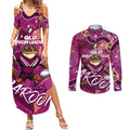 Personalized QLD Rugby League Couples Matching Summer Maxi Dress and Long Sleeve Button Shirt Maroons Aboriginal Art