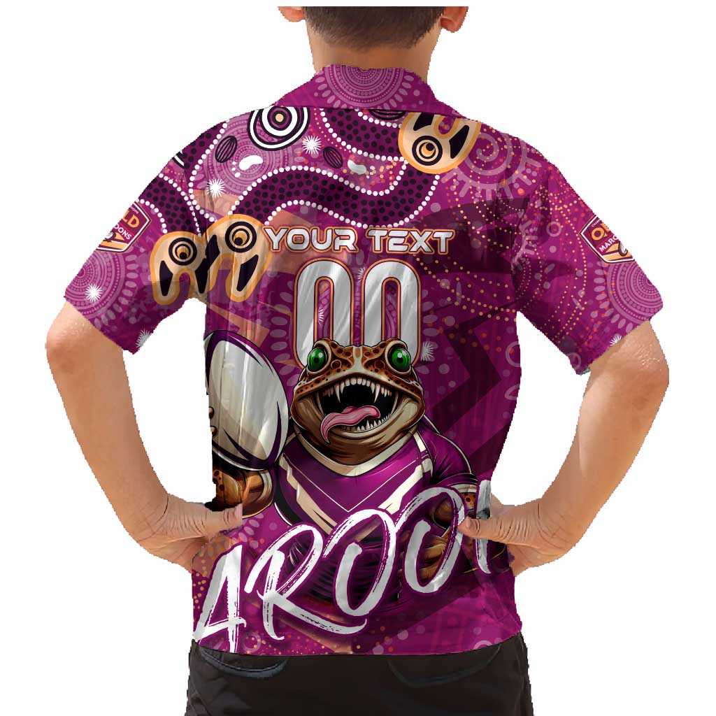 Personalized QLD Rugby League Family Matching Mermaid Dress and Hawaiian Shirt Maroons Aboriginal Art