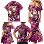 Personalized QLD Rugby League Family Matching Mermaid Dress and Hawaiian Shirt Maroons Aboriginal Art