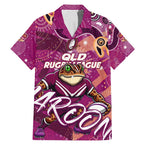 Personalized QLD Rugby League Family Matching Mermaid Dress and Hawaiian Shirt Maroons Aboriginal Art