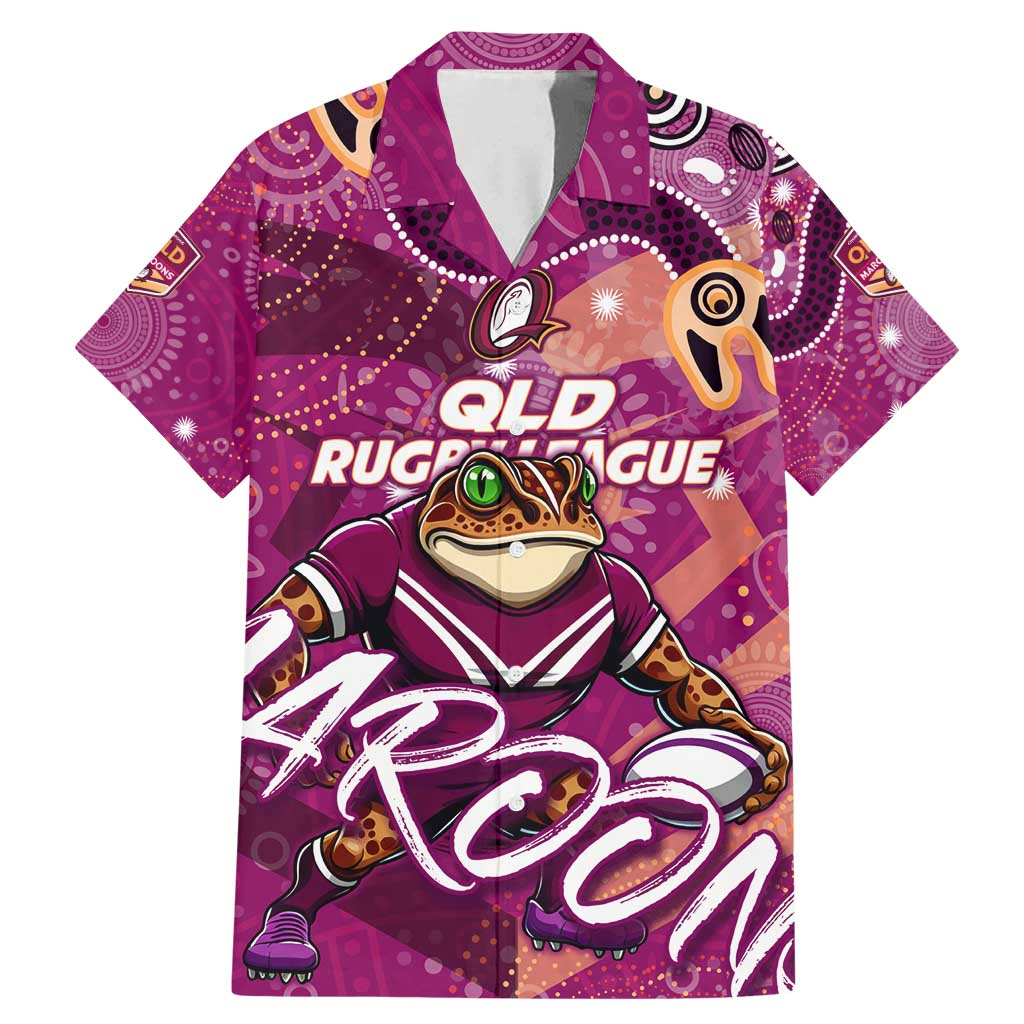 Personalized QLD Rugby League Family Matching Mermaid Dress and Hawaiian Shirt Maroons Aboriginal Art
