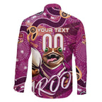Personalized QLD Rugby League Family Matching Off The Shoulder Long Sleeve Dress and Hawaiian Shirt Maroons Aboriginal Art