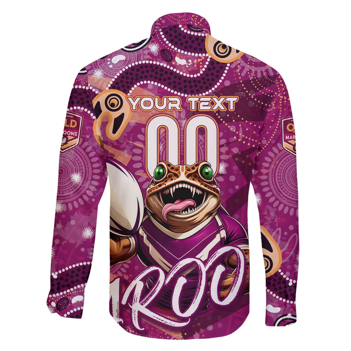 Personalized QLD Rugby League Family Matching Off The Shoulder Long Sleeve Dress and Hawaiian Shirt Maroons Aboriginal Art