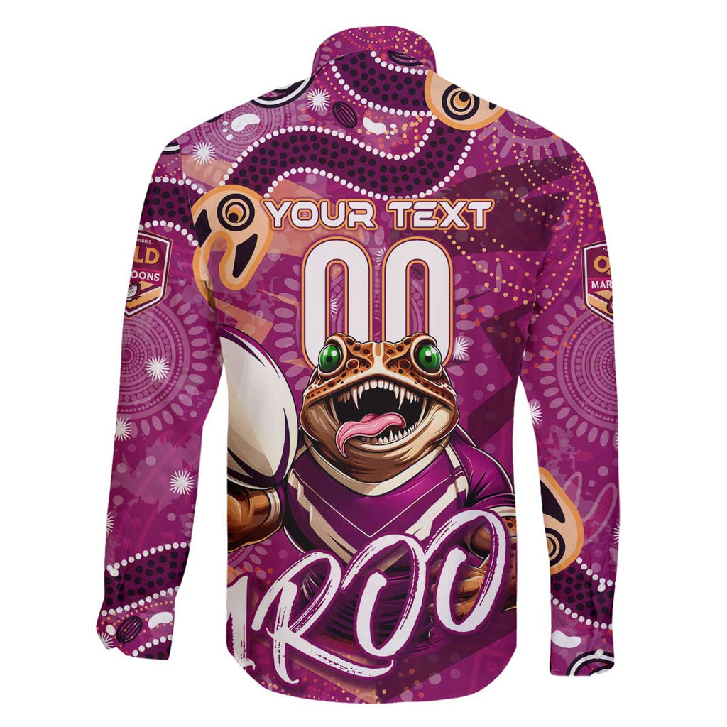 Personalized QLD Rugby League Family Matching Off Shoulder Short Dress and Hawaiian Shirt Maroons Aboriginal Art