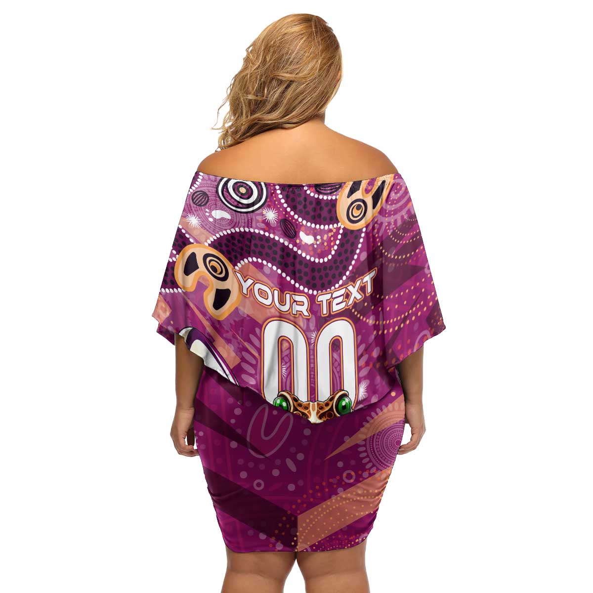 Personalized QLD Rugby League Family Matching Off Shoulder Short Dress and Hawaiian Shirt Maroons Aboriginal Art