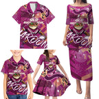Personalized QLD Rugby League Family Matching Puletasi and Hawaiian Shirt Maroons Aboriginal Art