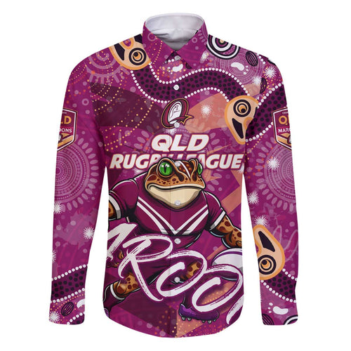 Personalized QLD Rugby League Family Matching Puletasi and Hawaiian Shirt Maroons Aboriginal Art