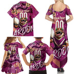 Personalized QLD Rugby League Family Matching Summer Maxi Dress and Hawaiian Shirt Maroons Aboriginal Art