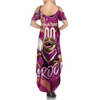 Personalized QLD Rugby League Family Matching Summer Maxi Dress and Hawaiian Shirt Maroons Aboriginal Art