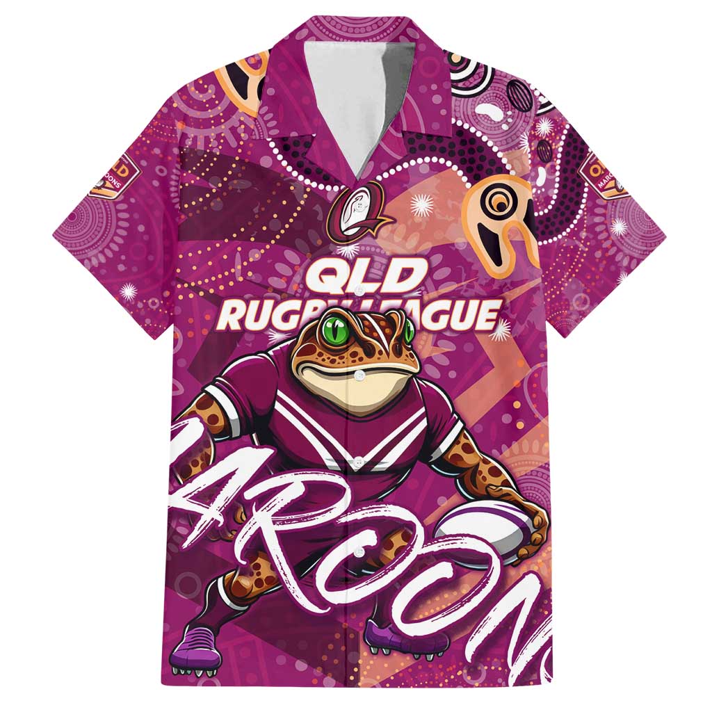 Personalized QLD Rugby League Family Matching Tank Maxi Dress and Hawaiian Shirt Maroons Aboriginal Art