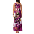 Personalized QLD Rugby League Family Matching Tank Maxi Dress and Hawaiian Shirt Maroons Aboriginal Art