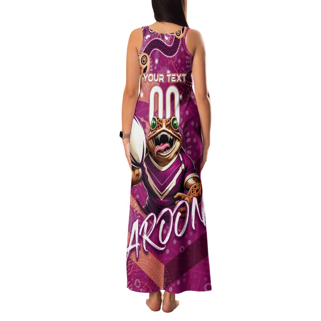 Personalized QLD Rugby League Family Matching Tank Maxi Dress and Hawaiian Shirt Maroons Aboriginal Art