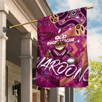 Personalized QLD Rugby League Garden Flag Maroons Aboriginal Art